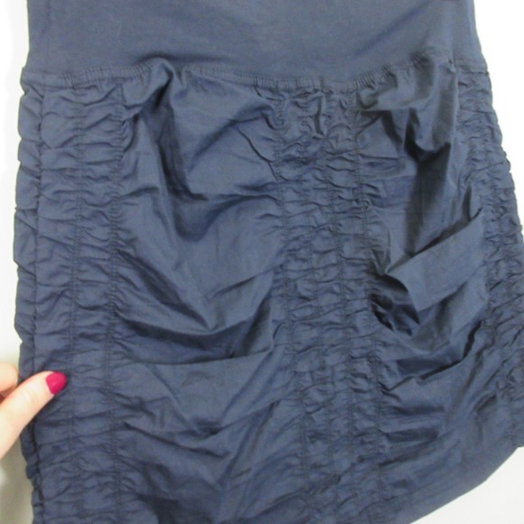 IXVI Wearables Womens Navy Blue Ruched A Line Knee Length Skirt Size M Lagenlook - Picture 5 of 8
